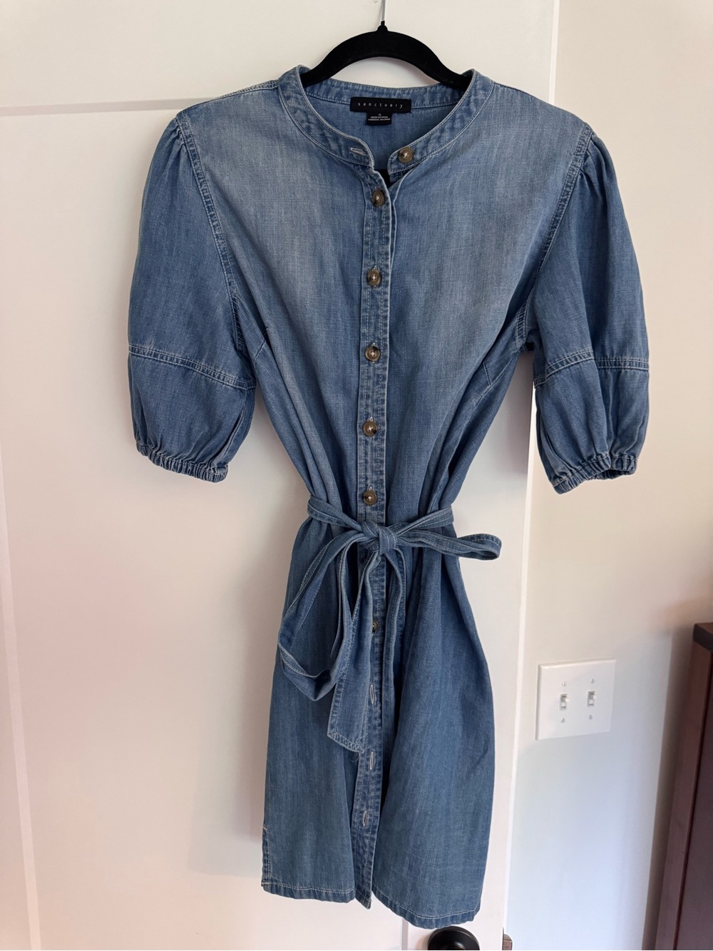 Sanctuary Denim Button-Front Tie-Waist Dress